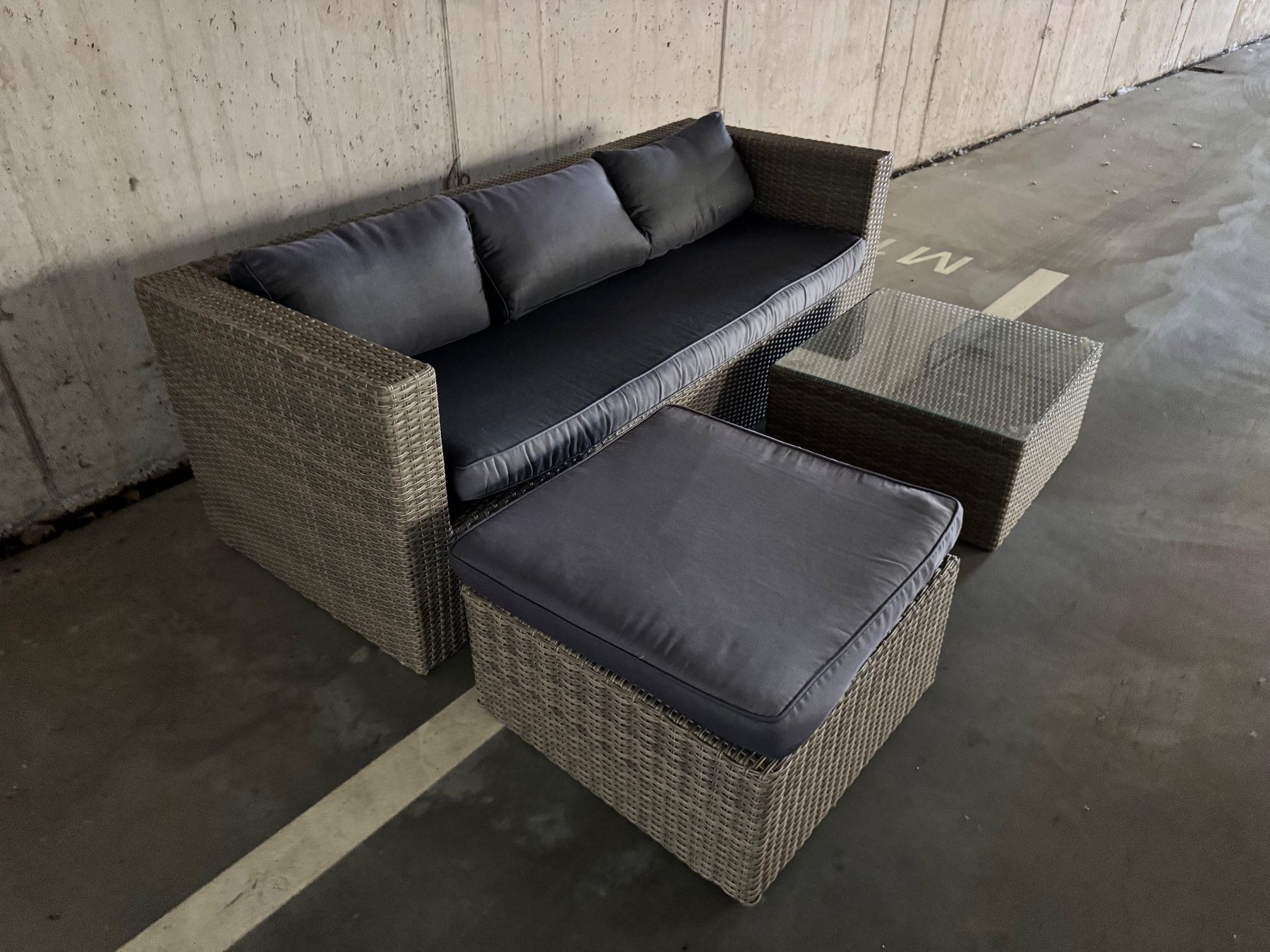 Divani: Gartenlounge 3-Teiler Rattan Optik – Usato da Aesch BL venduto da zubesuch 3