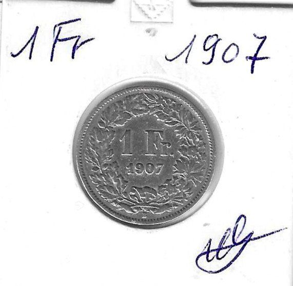 Tutti le monete: Monnaie Suisse: 1 Fr 1907 – Usato da Muraz (Collombey) venduto da Resine
