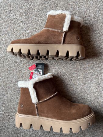 Neuer Rieker Leder Kurzstiefel mit Lammfell, Damen Grösse 38