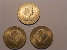 5 Shilling 1965, 3 Stk. Sammlermünzen