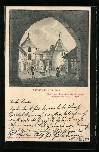 Cartoline postali: Schaffhausen, Das Schwabenthor und Vorwe – Usato da Berlin venduto da bartko-reher