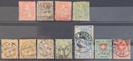 Schweiz Klassik Lot Sitzende & Stehende Helvetia UPU 1900