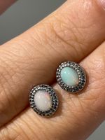 S925 Stift, Opal-Ohrstecker, Edelstein-Ohrringe
