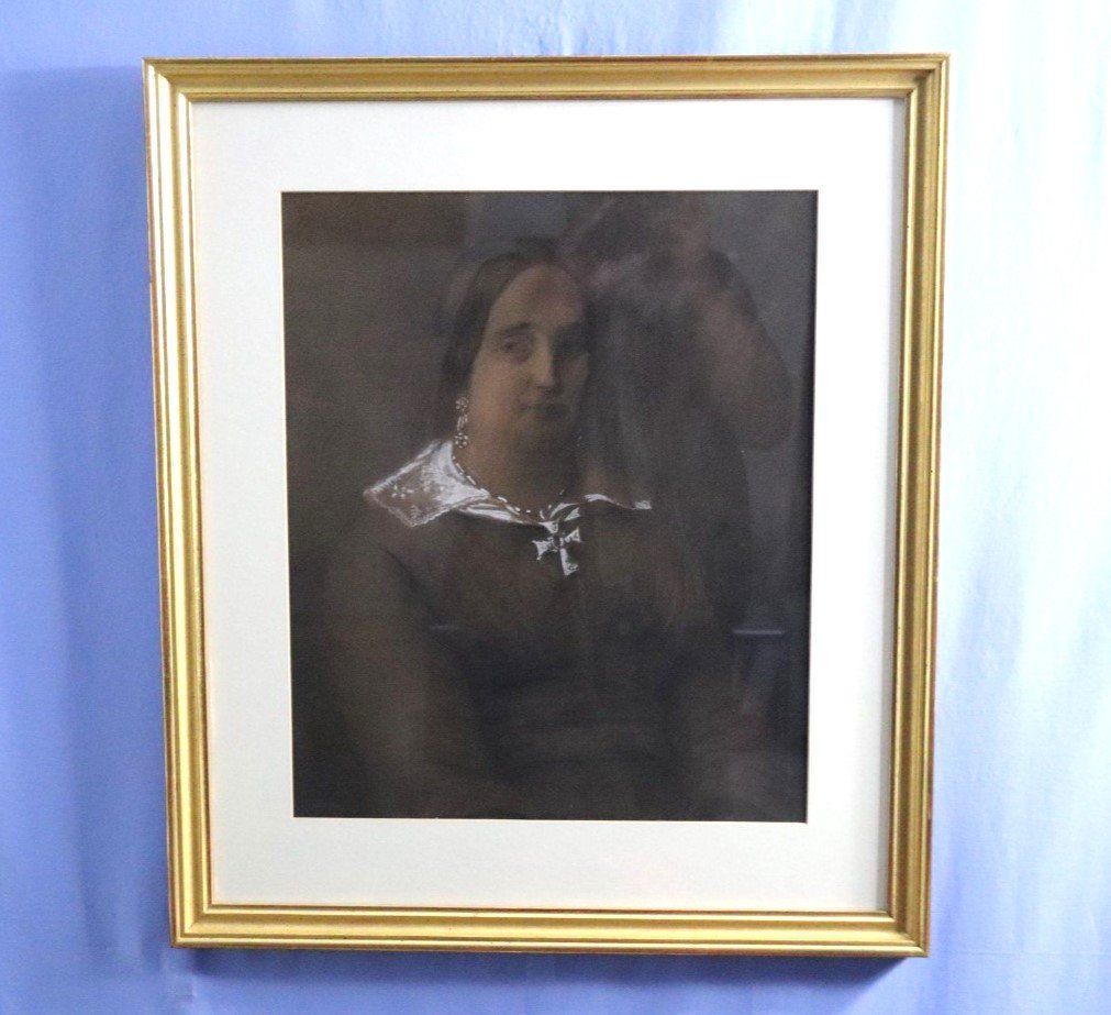 Gemälde: Portrait von Mathilde, Henriette Schaeffer, gezeichnet 1843 – Gebraucht aus Zug von Kunst-Fundgrube
