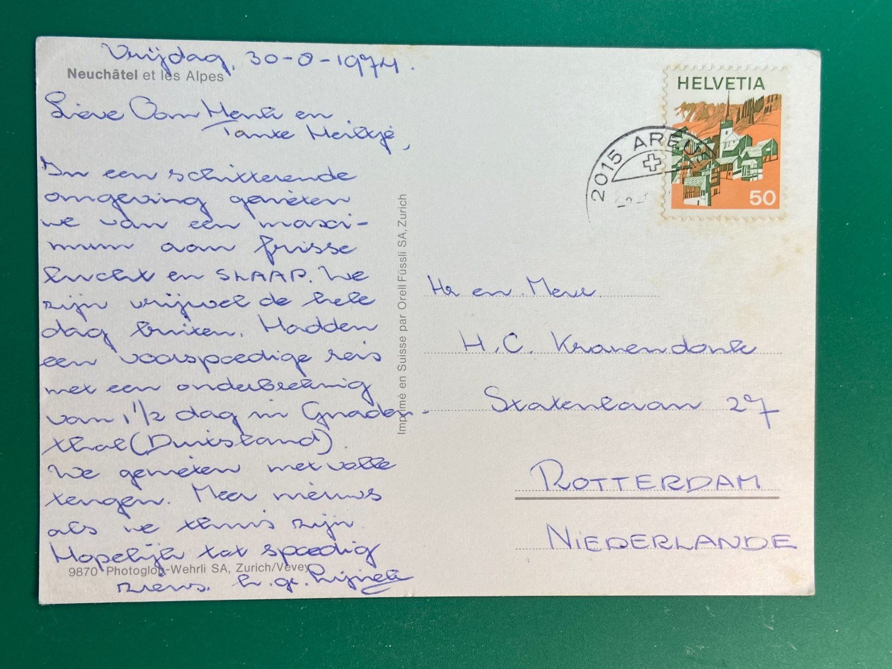 Cartes postales: Neuchâtel et les Alpes – D'occasion à Steg VS par danwer74 1