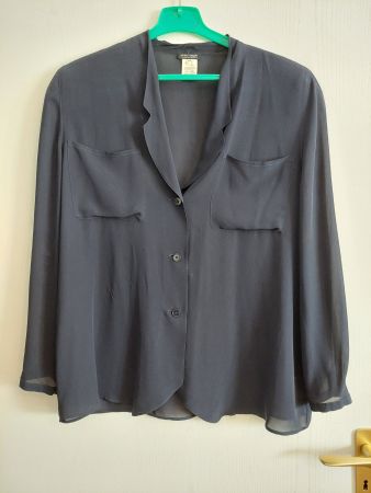 Seidenbluse Dunkelblau Gr. Ita. 42 Marke: Giorgio Armani