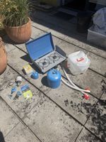 Camping Gas Set mit Gaskocher, Leuchte, Gasflaschen etc.