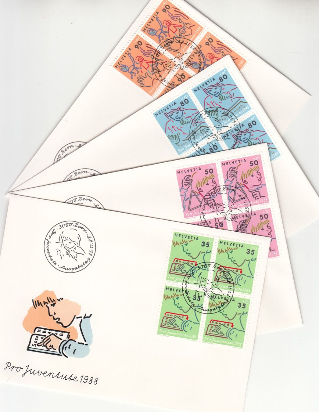 Tutti i francobolli: SBK J307 - J310 im 4er-Block FDC – Usato da Bürglen TG venduto da StampGraf