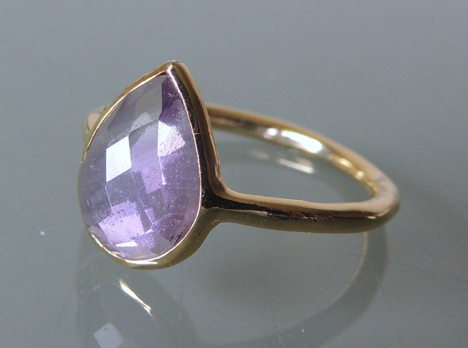 Pompidou Anelli: POMPIDOU vergoldeter Silber 925 Fingerring Amethyst Gr. 56 – Usato da Waldenburg venduto da schaller707