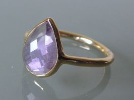 POMPIDOU vergoldeter Silber 925 Fingerring Amethyst Gr. 56