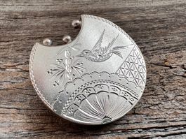 Brosche wunderschön antik Silber ziseliert Frieden (s) Taube