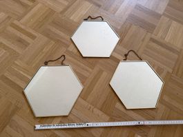 3x Wandspiegel Sechseckoptik mit Kette 30cm breite