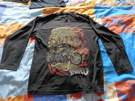 T-shirt manches longues, motif moto & dragon, taille L!