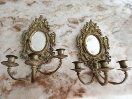  2 antike Wandkerzenhalter Messing 