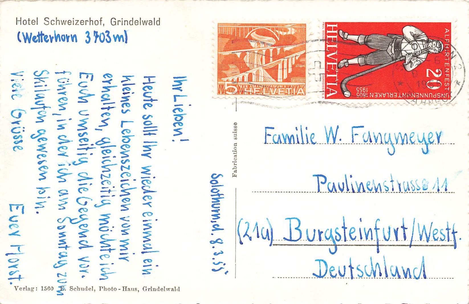 Cartoline postali: Hotel Schweizerhof Grindelwald – Usato da Biasca venduto da Blenio71 1