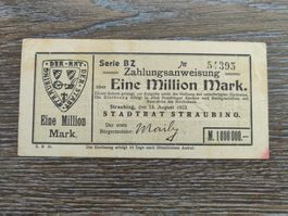 Deutschland Notgeld 1 Mio. Mark - Straubing 15.8.1923 !!!!!