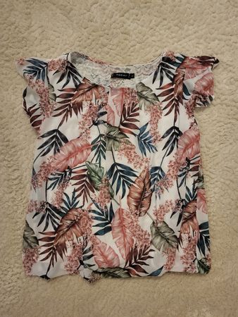 Sommerliche Bluse mit Spitzenrücken Gr. L