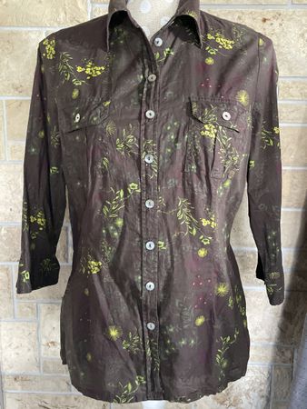 Chris Line Bluse, Gr. 40, Baumwolle, braun/Blumenmuster