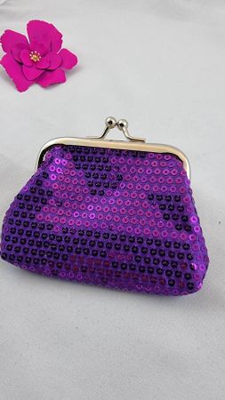 Glitzer Portemonnaie mit Pailletten, Lila Vintage, neuwertig