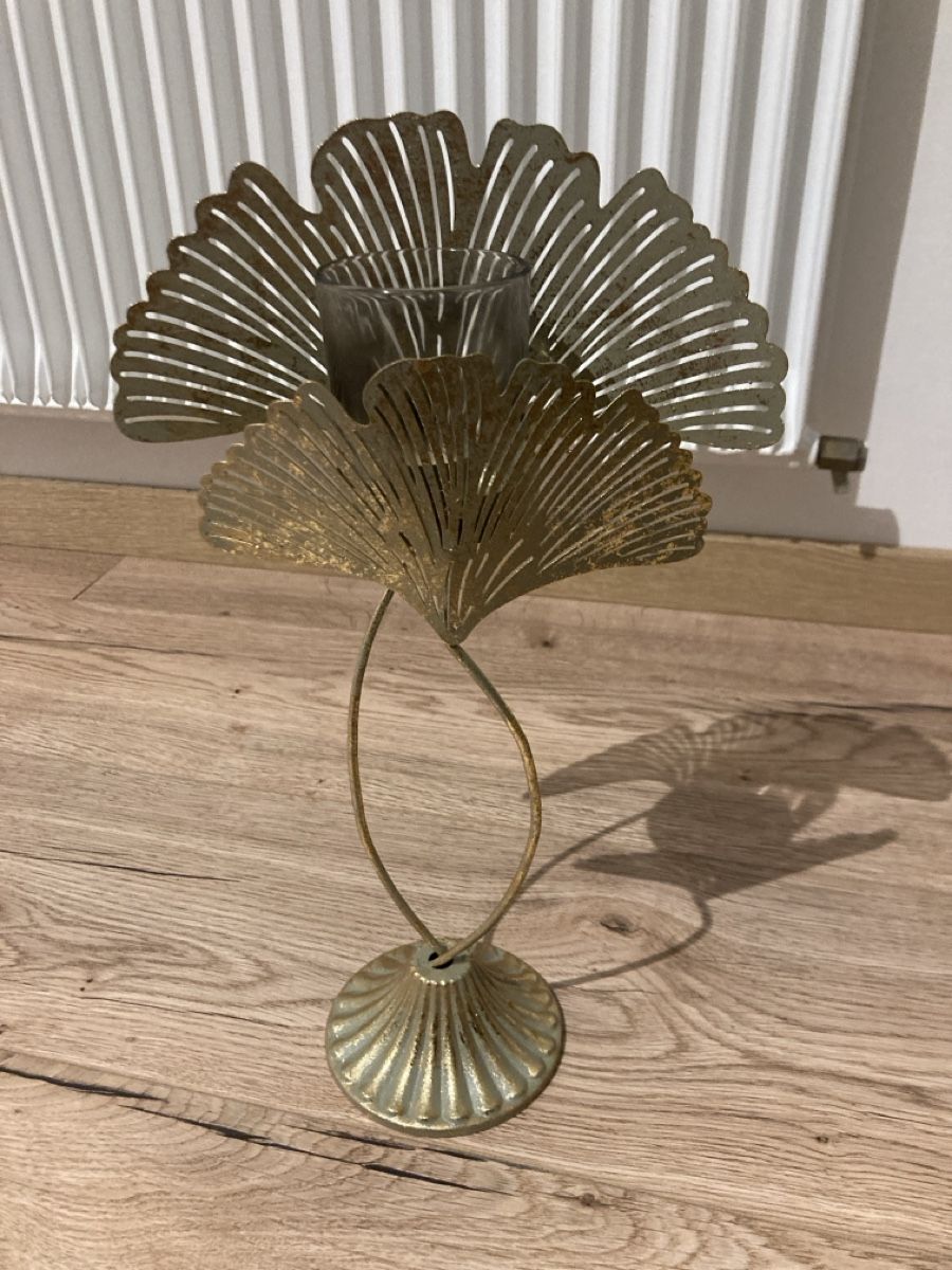 Portacandele: Teelicht Blüte mit goldenen Lack – Usato da Selzach venduto da SB09 1