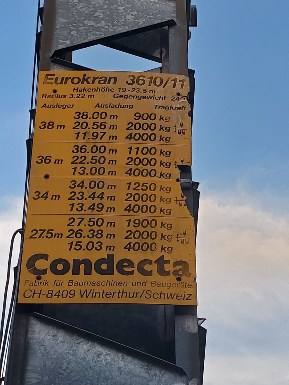 Kräne: Baukran Condecta 3610 – Gebraucht aus Rumlikon von ladaniva1.9 5
