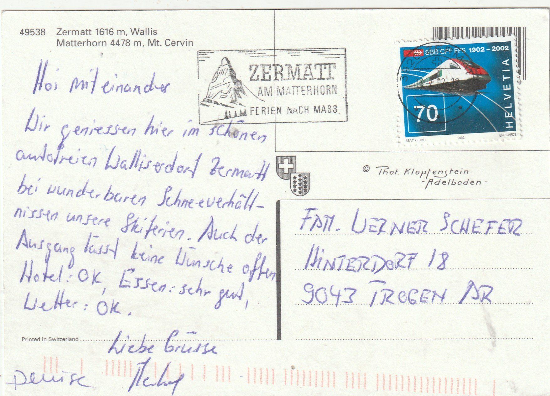 Cartes postales: Zermatt Matterhorn – D'occasion à Lumbrein par made02 1