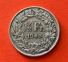 50 Rappen oder 1/2 Fr.1945 B ( Silber ) Auflage 4.9 Mio