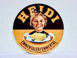 ALTES REKLAME BLECHSCHILD HEIDI KÄSE SCHMELZKÄSE EMMENTALER