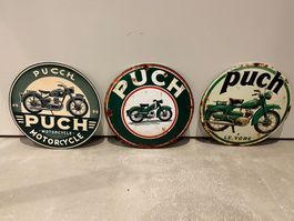 PUCH METALL Vintage Retro Blechtafel 3 Stück ! NEU !