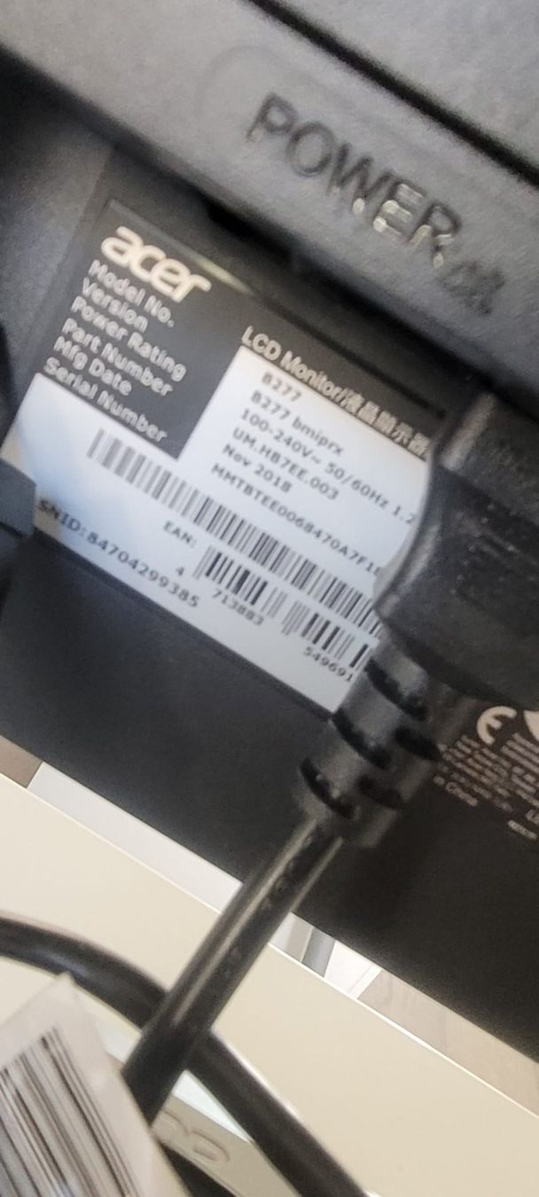 Acer Monitor: Acer B277 27pouces – Usato da Molondin venduto da johnyc 1