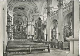 Disentis Inneres der Klosterkirche 1949