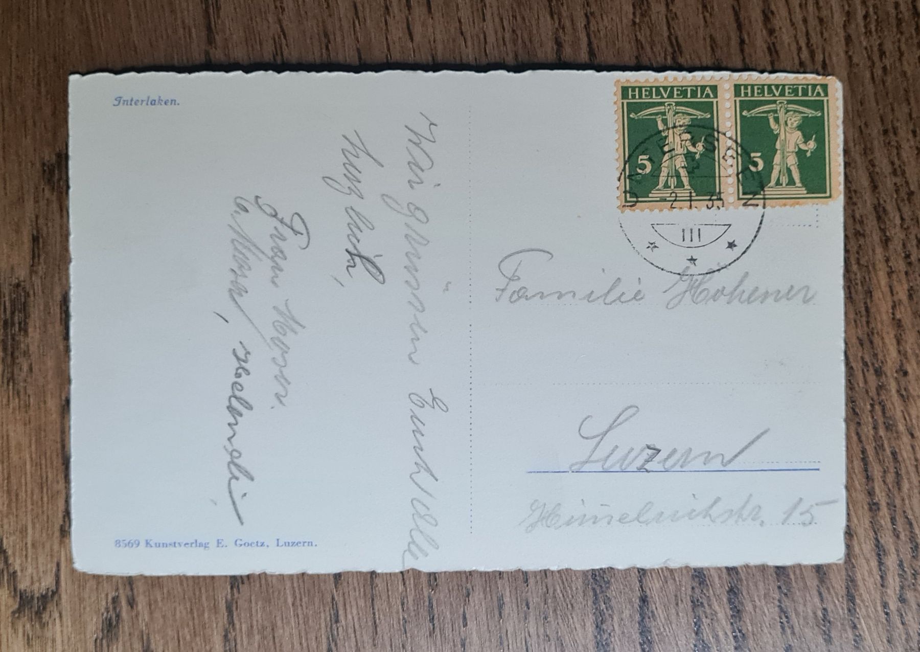 Cartoline postali: von Interlaken nach Luzern 1935 – Usato da Ebikon venduto da Donar50 1