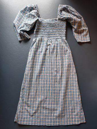 Robe GANNI seersucker à carreaux bleue taille 38
