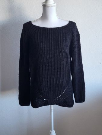 Trendiger, schwarzer Strickpullover, Grösse L