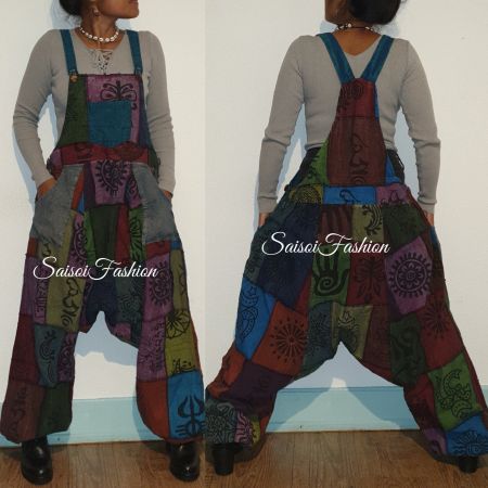 Sommer Hippie Boho 100%Baumwolle Overall Latzhose S-XL