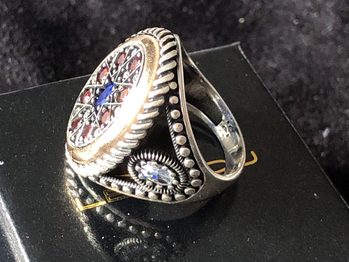 Anelli: Sterling Silber 925 Ring mit Rote blaue echte Steine 61Gr – Nuovo e nell'imballaggio originale da Läufelfingen venduto da Original100 2