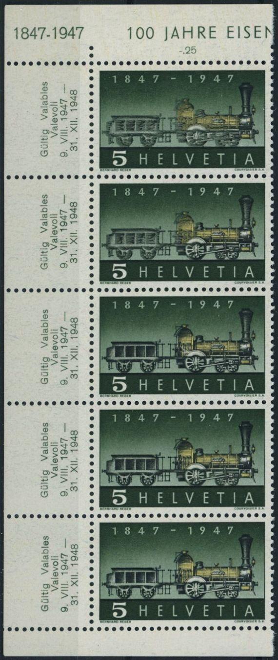 Tutti i francobolli: 1947 - Eisenbahnen - Abart - postfrisch ** – Nuovo (secondo la descrizione) da Schindellegi venduto da leecollect