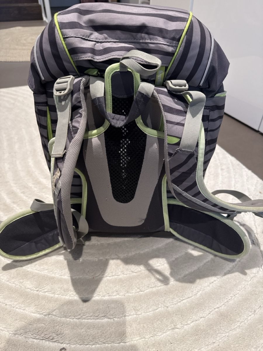 Ergobag Zaini: Sac d'école Ergobag, rayures gris et vert, en bon état – Usato da Hombrechtikon venduto da Limeandco 2