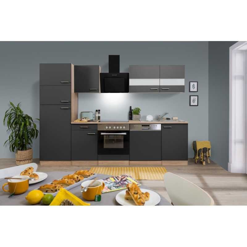 Cucine complete: 707 - Küchenzeile Küchenblock Küche 280cm Eiche/Sägerau/Grau – Nuovo e nell'imballaggio originale da Wallenwil venduto da toesstalvertrieb