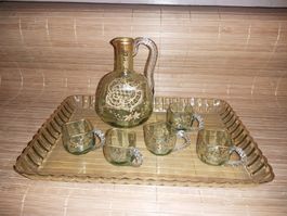 Versand möglich! Antikes, Kristallglas, Likörset, vergoldet