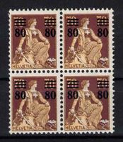 1915, Helvetia Nr.135 im 4er-Block ** postfrisch, Kat.480.-
