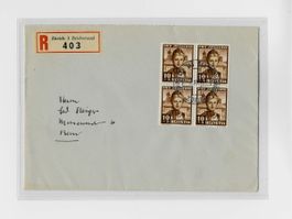 Schweiz PJ 1941 Ersttag Zürich 1.12.41 R-Brief Block 10+5