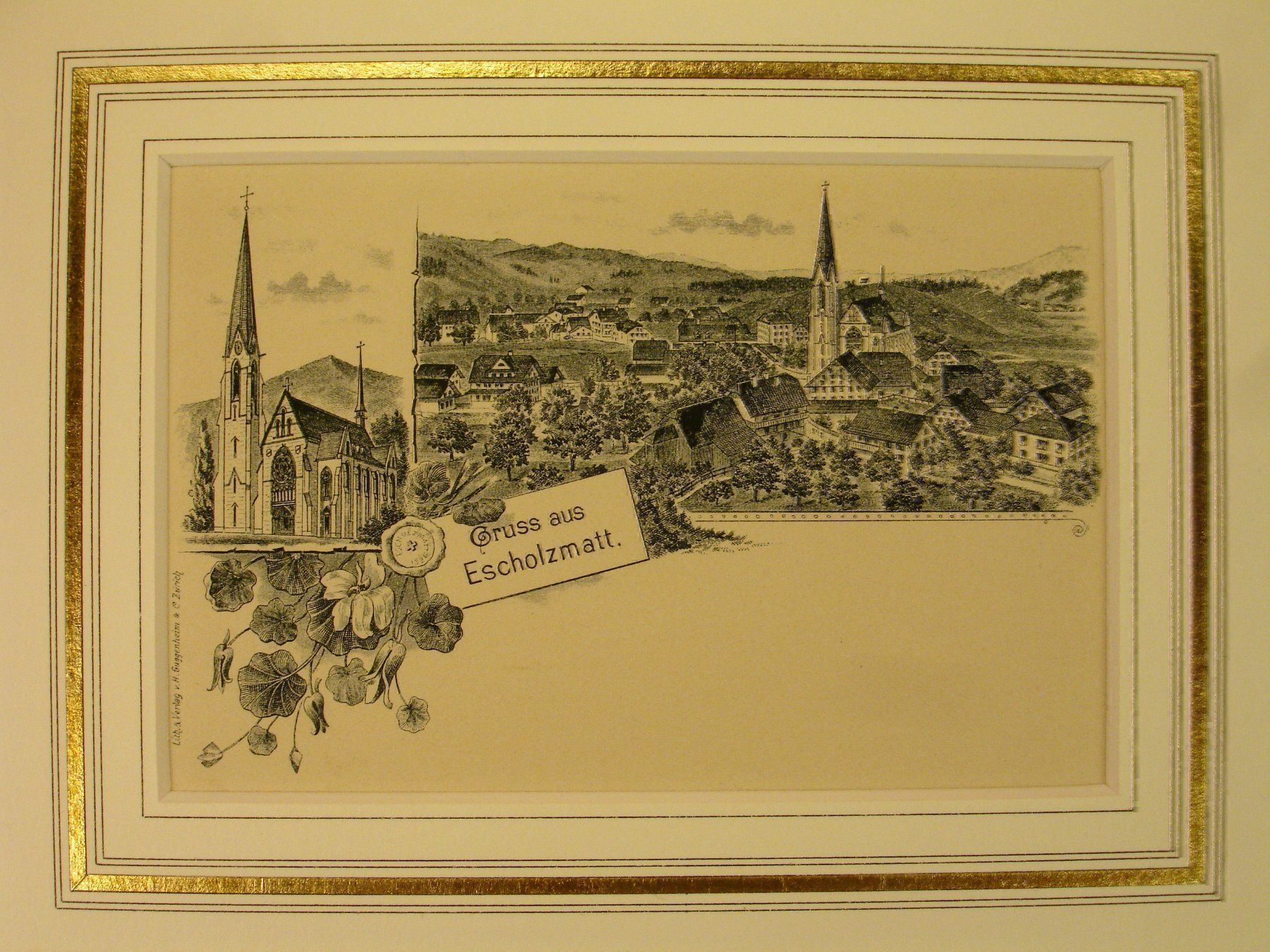 Landkarten & Atlanten: ESCHOLZMATT, FEDERLITHOGRAPHIE UM 1900 – Gebraucht aus Grüningen von Kartensammler
