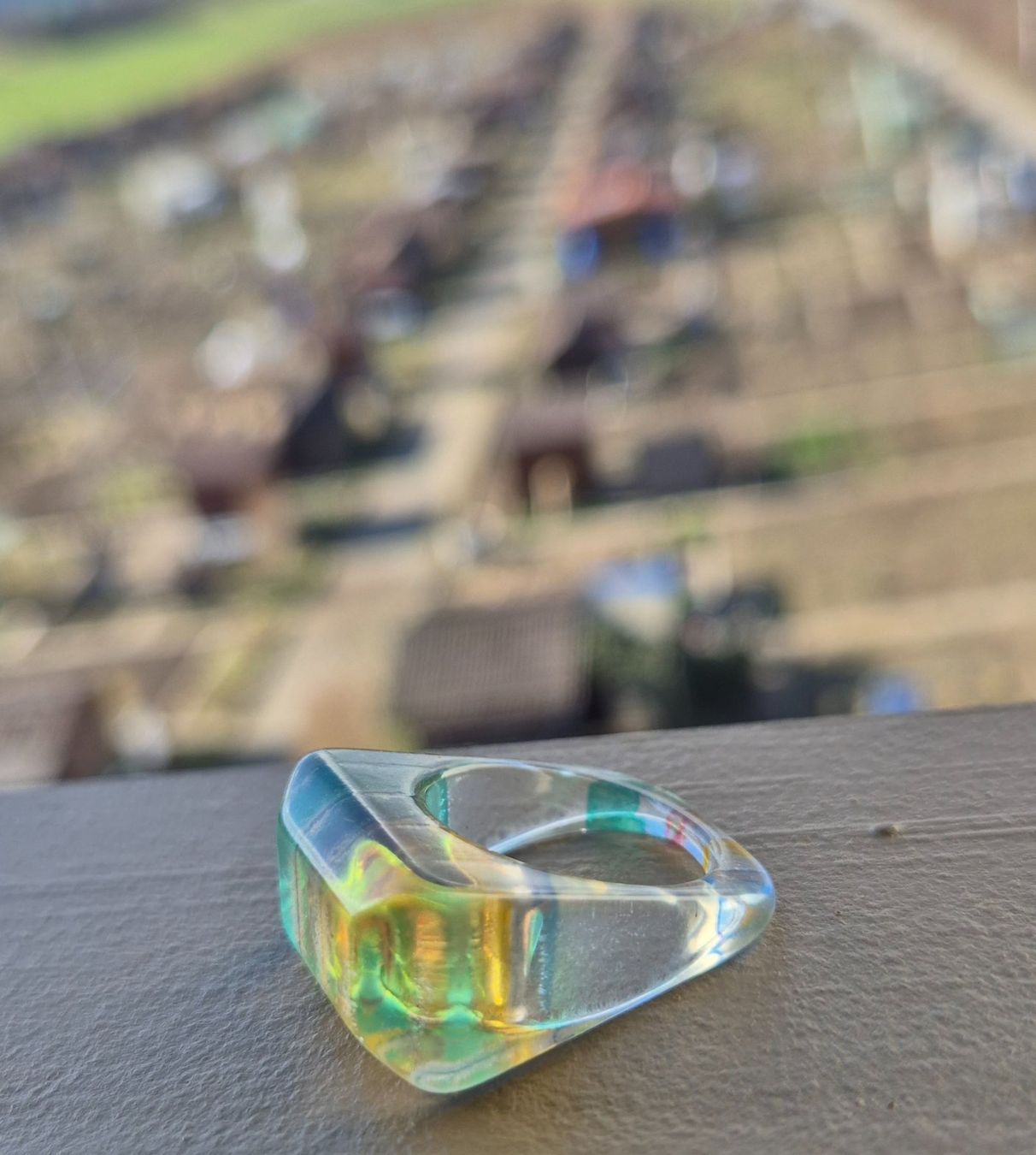 Anelli: RING FINGERRING TRANSPARENT MIT BUNTEN STREIFEN PLEXIGLAS – Nuovo (secondo la descrizione) da Elsau venduto da the-colorful-side 6