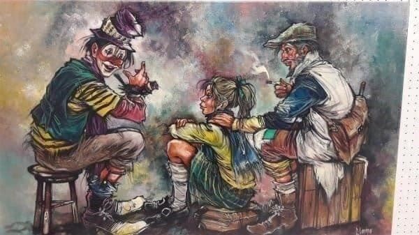 Gemälde: Lorrain "Clown & Clochard" Gemälde – Gebraucht aus Zürich von Galerie-Kunst