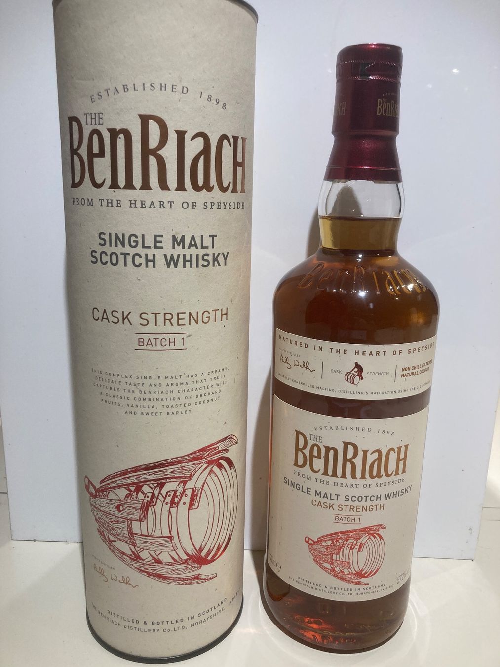 Benriach Spirituosen: BenRiach Single Malt Batch1 Cask Strenght 57.2% – Neu und originalverpackt aus Gasel von Badmax