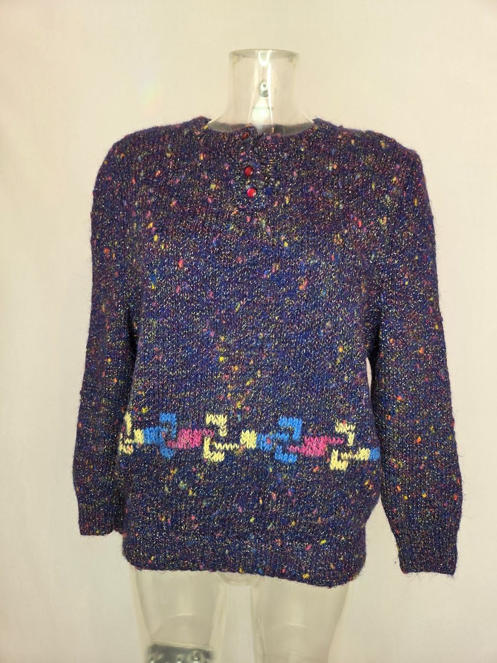 Maglioni & Felpe: Strickpullover mit Glitzerfäden & Knöpfen - S-M – Usato da Bern venduto da -Aniko-