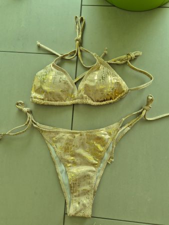 Bikini gold bedruckt Groesse S neu
