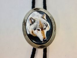Bolo Tie Western Krawatte Cowboy WOLF WOLFKOPF USA J.ZSUPNIK