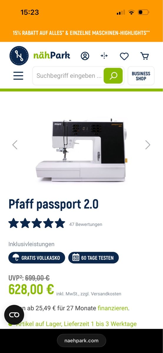 Pfaff Macchine da cucire: Pfaff Passport 2.0 – Usato da Rüschlikon venduto da Lusanna 1